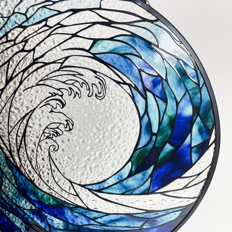 Ocean Waves Stained Glass Suncatcher