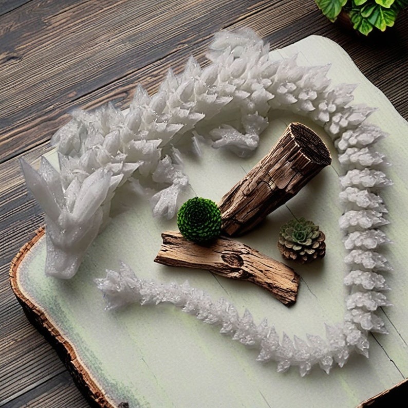 🐲Glow in the Dark Rainbow Crystal Dragon, 3D Printed Bookshelf Decoration