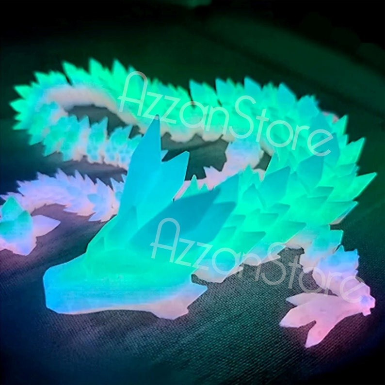 🐲Glow in the Dark Rainbow Crystal Dragon, 3D Printed Bookshelf Decoration