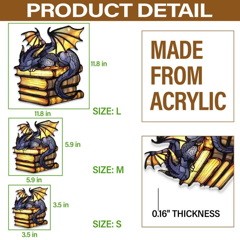 Book Dragon Light Catcher Decoration