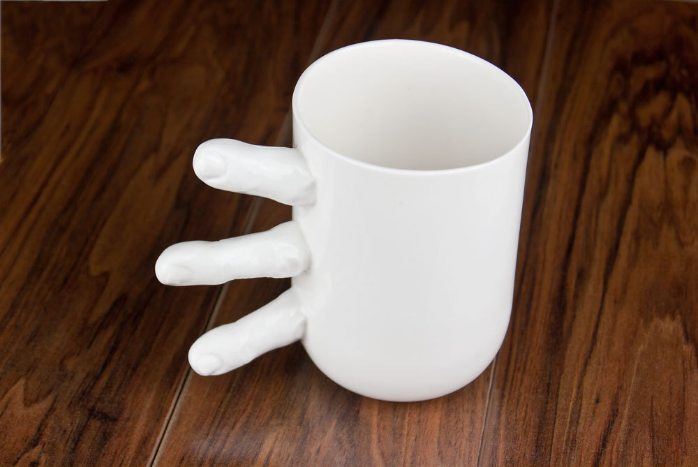 Funny Finger Mug, Large Handmade Coffee Mug with Fingers
