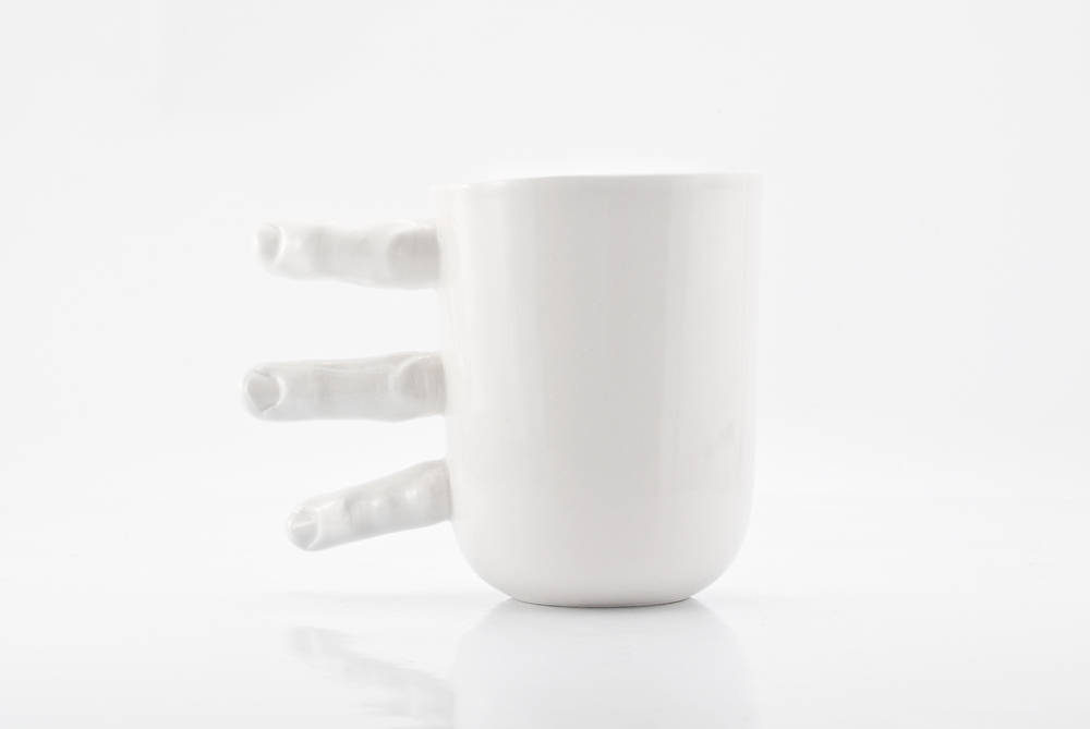Funny Finger Mug, Large Handmade Coffee Mug with Fingers