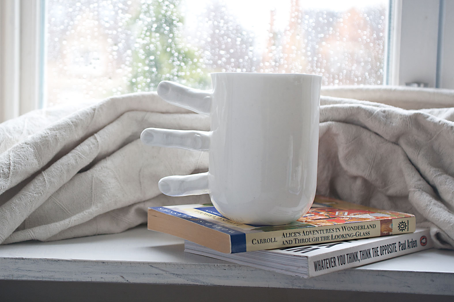 Funny Finger Mug, Large Handmade Coffee Mug with Fingers