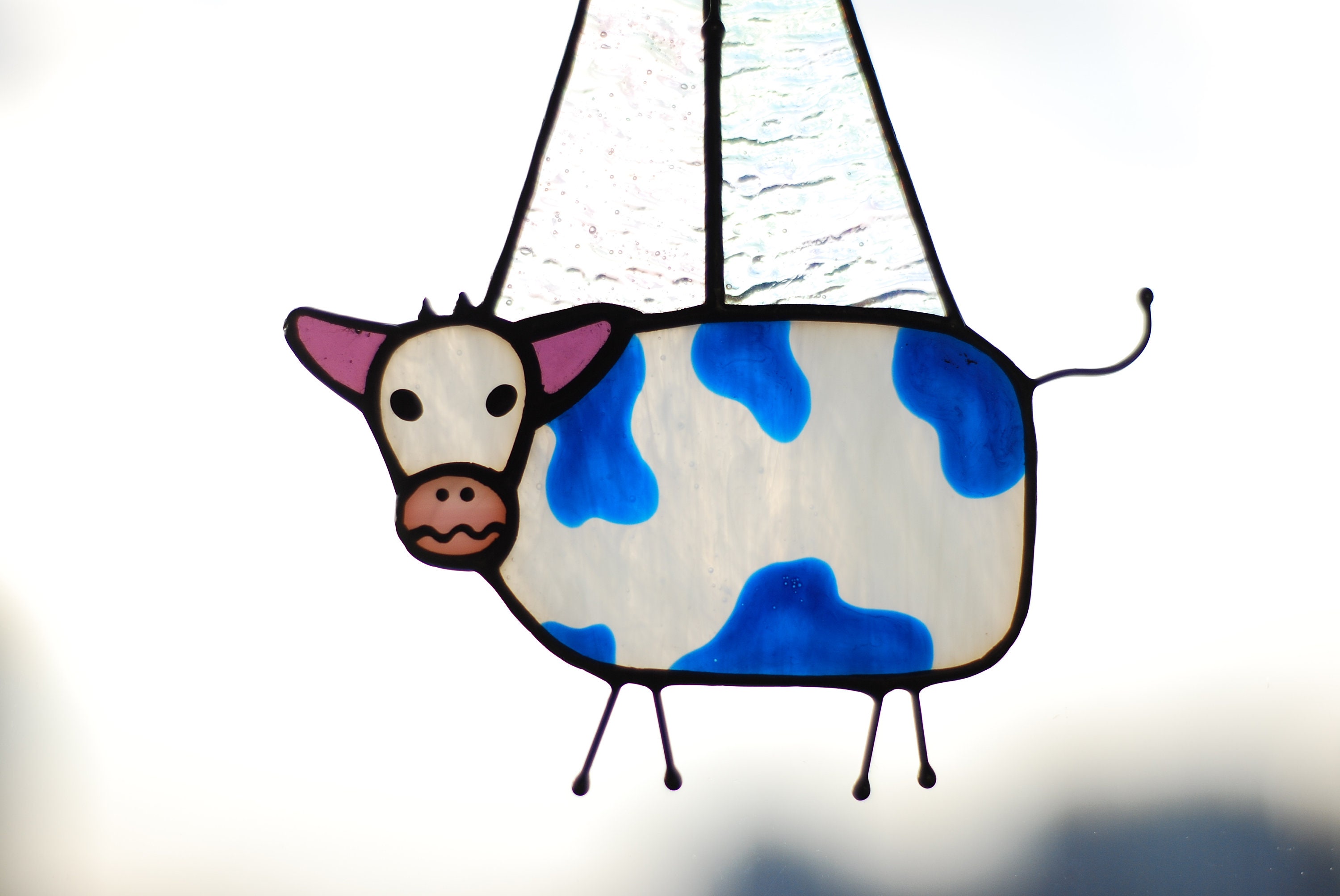 UFO Abduction A Cow Stained Glass Suncatchers