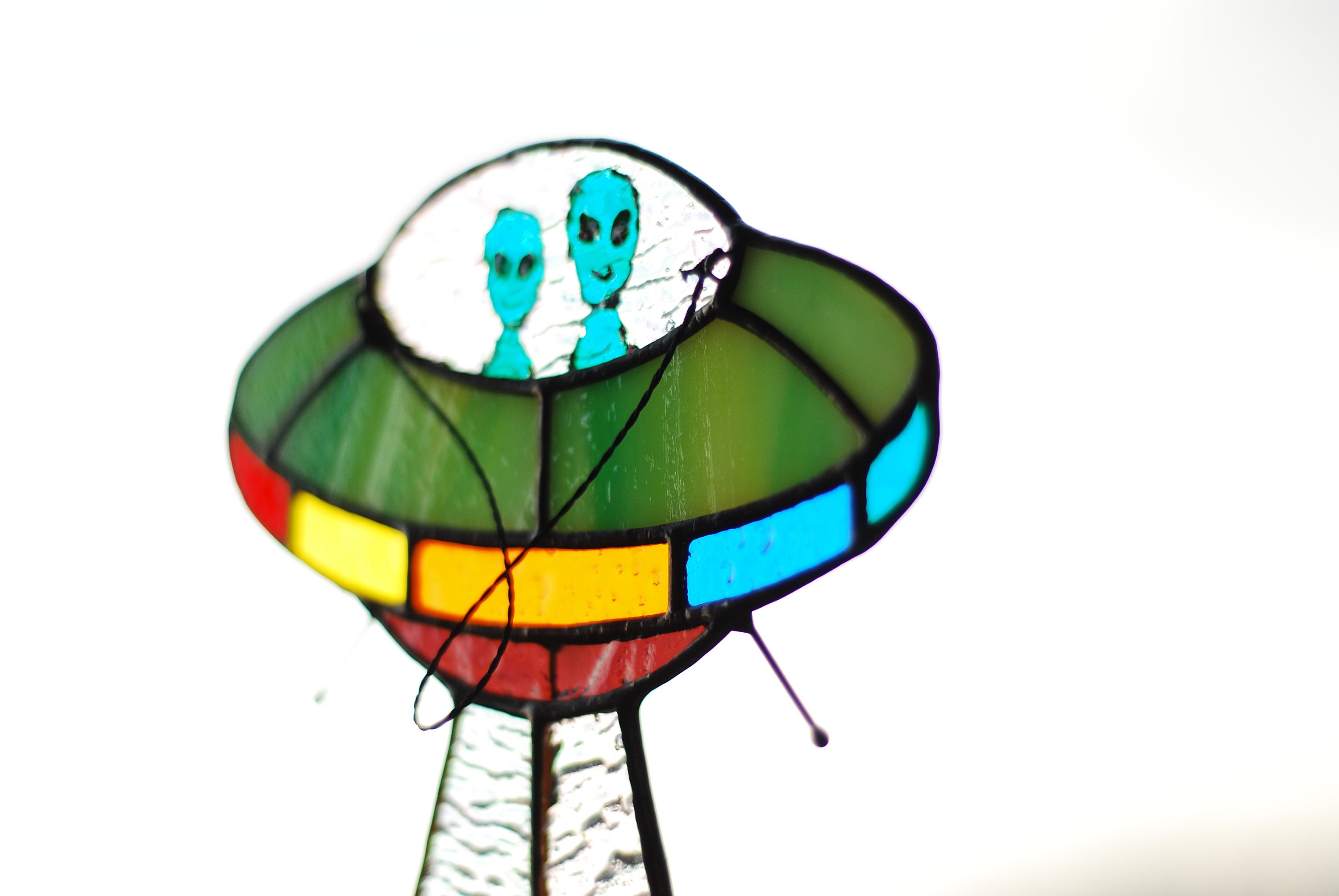 UFO Abduction A Cow Stained Glass Suncatchers