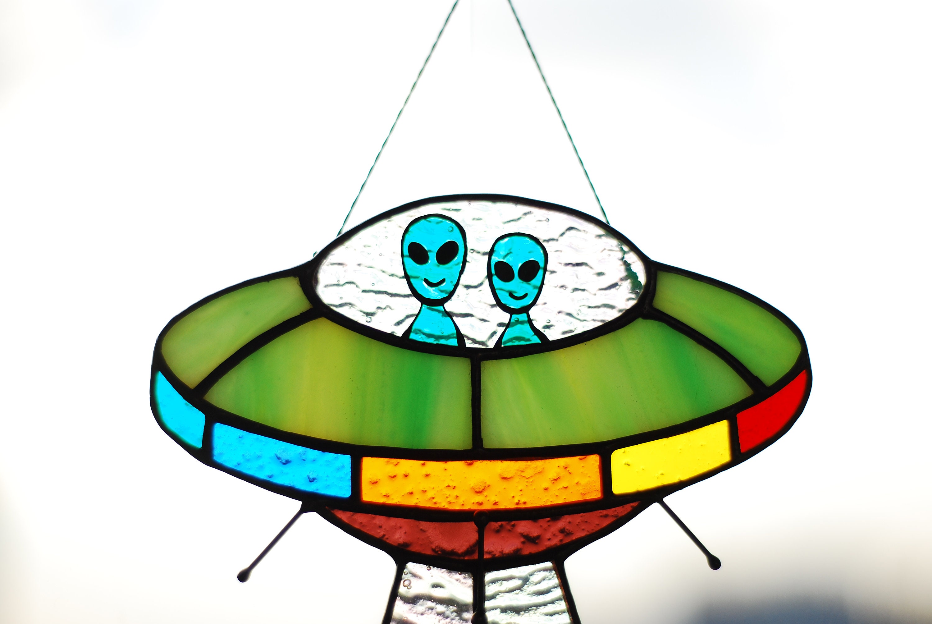 UFO Abduction A Cow Stained Glass Suncatchers