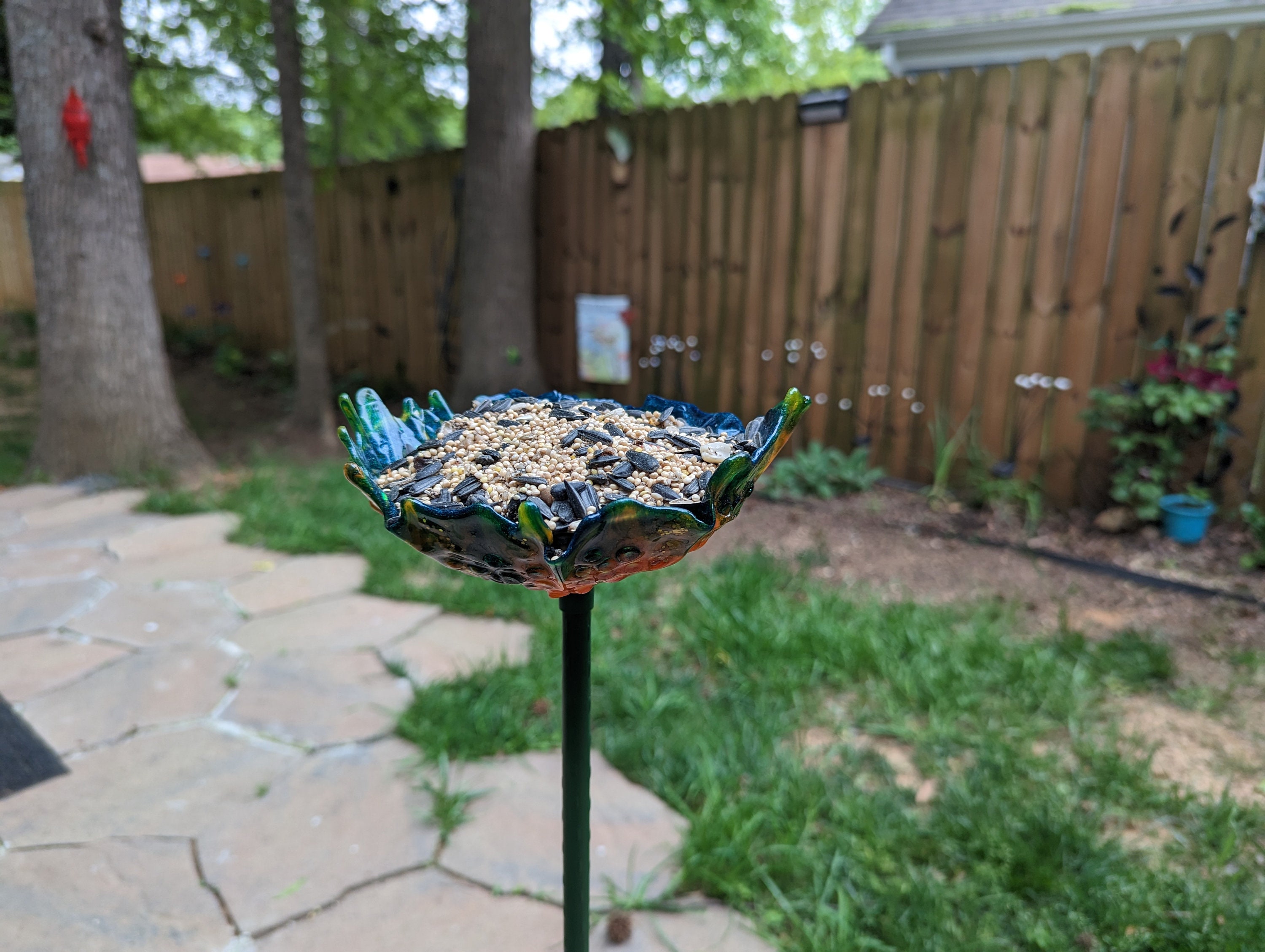 Bird feeder organic flower seed container