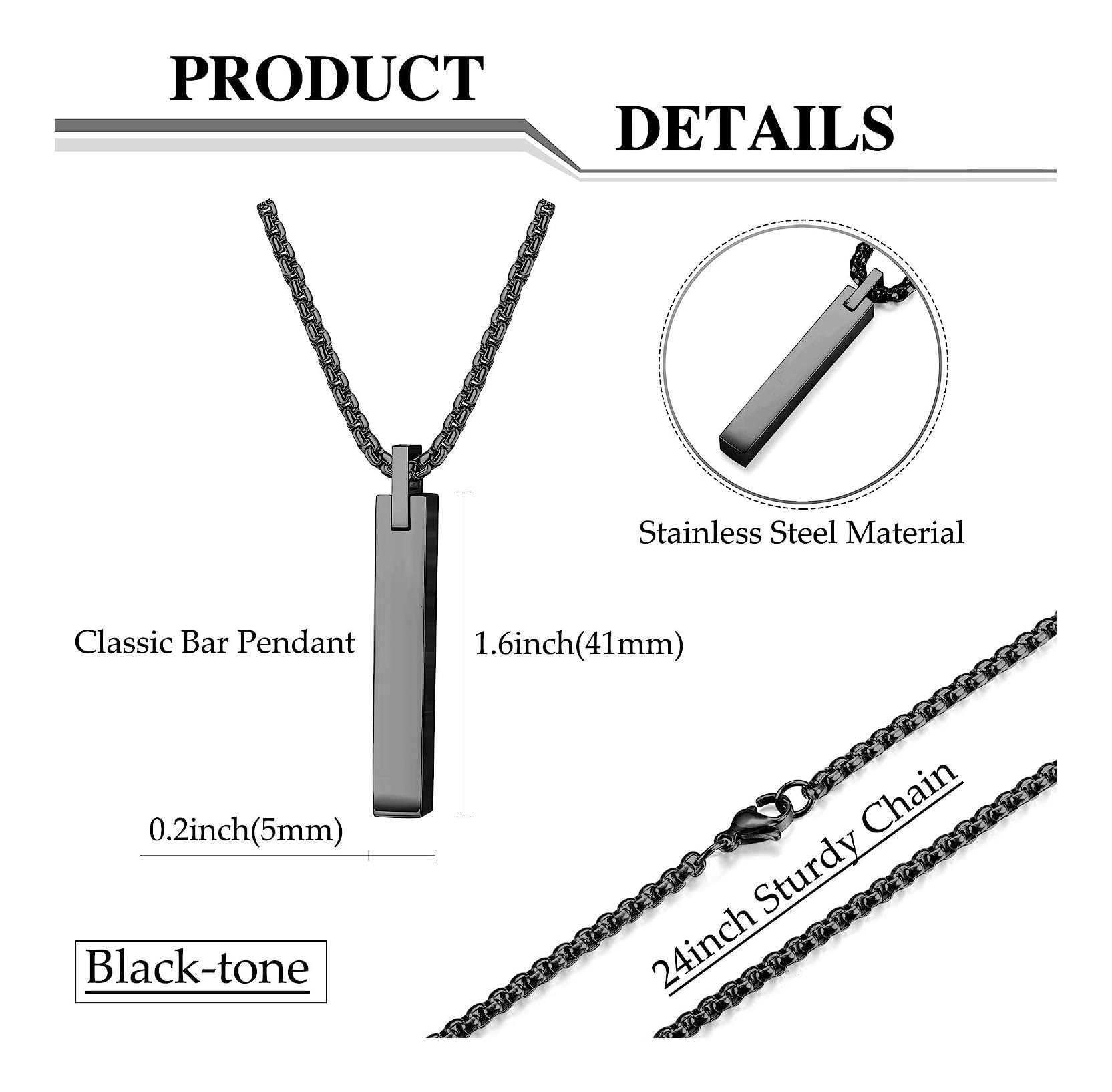 Personalized TWIST BAR NECKLACE for Men