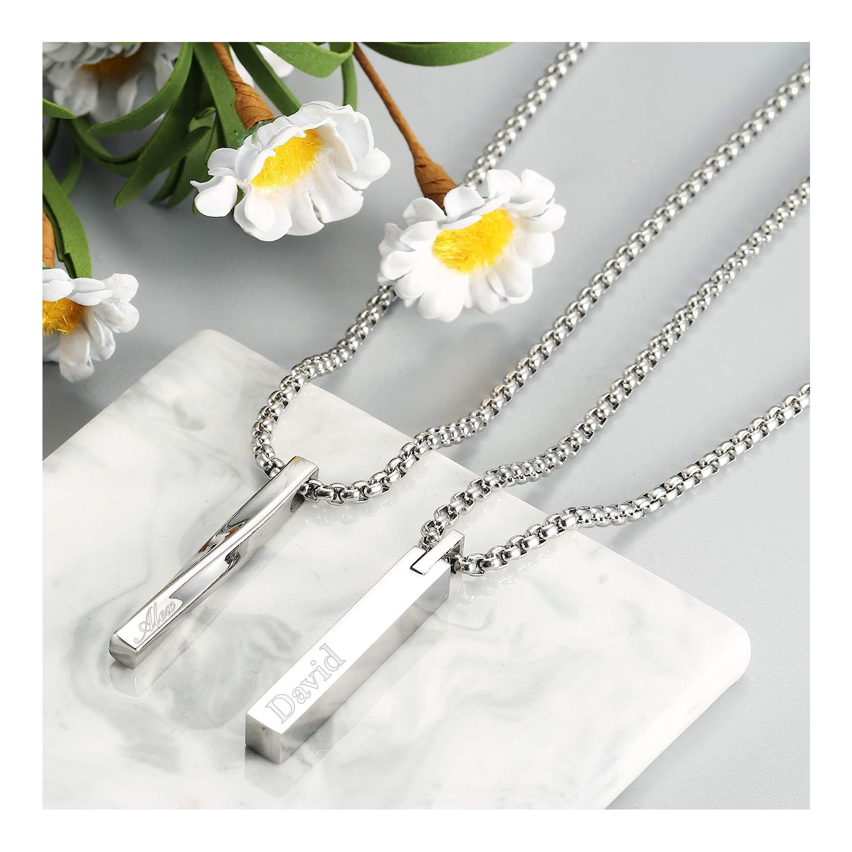 Personalized TWIST BAR NECKLACE for Men