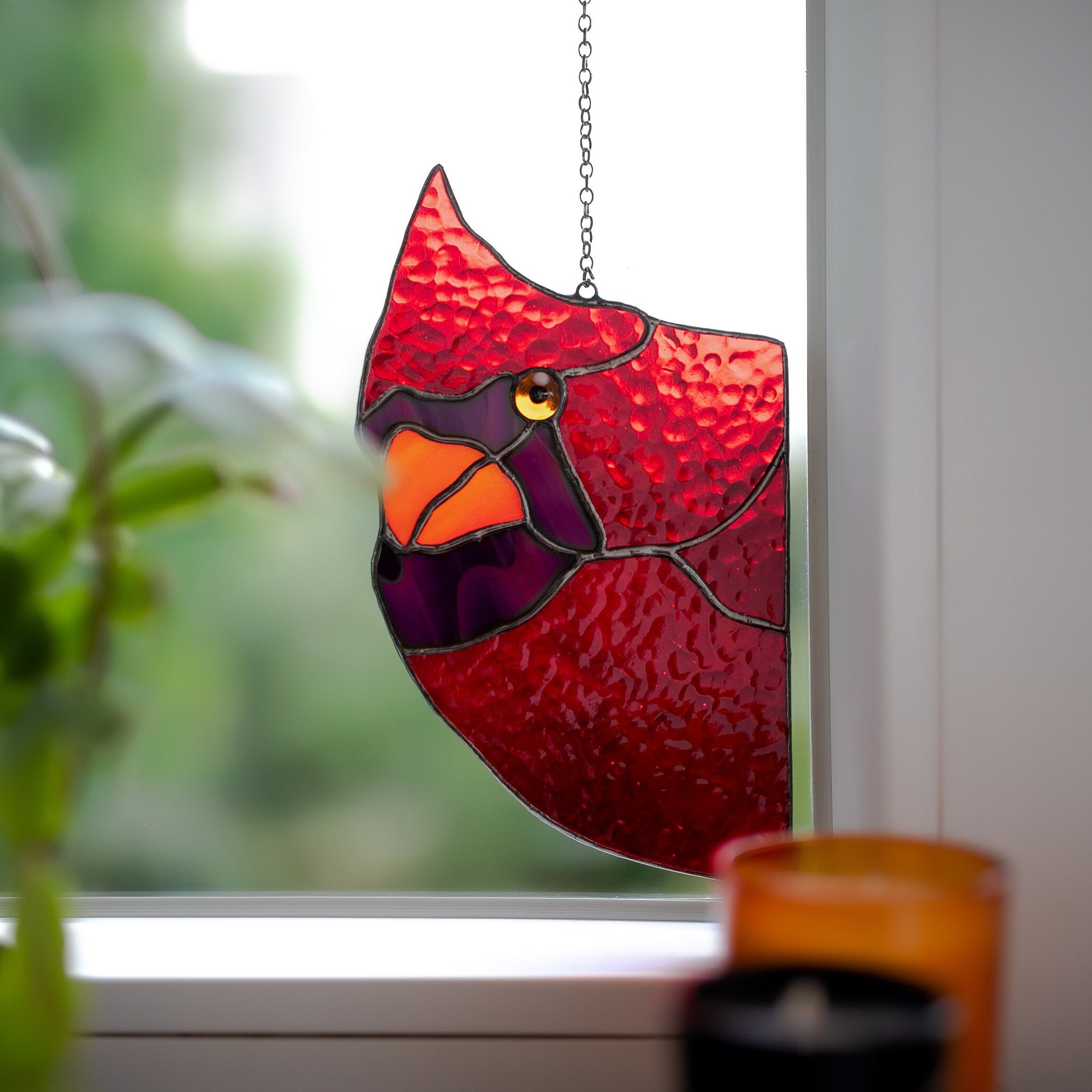 🐦Peeking Red Cardinal Suncatcher