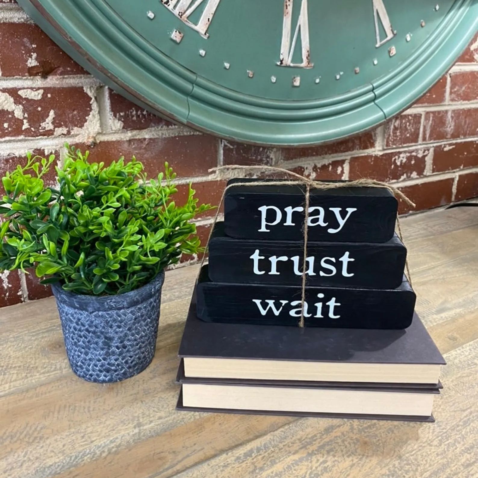 Pray Trust Wait Shelf Sitter