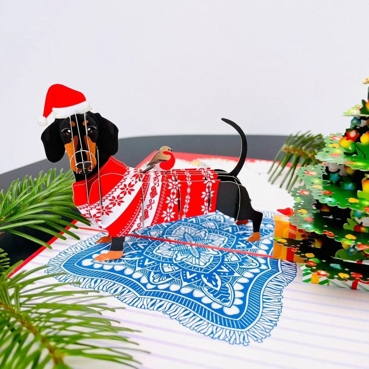 🎄Christmas Dachshund Dog 3D Pop Up Card