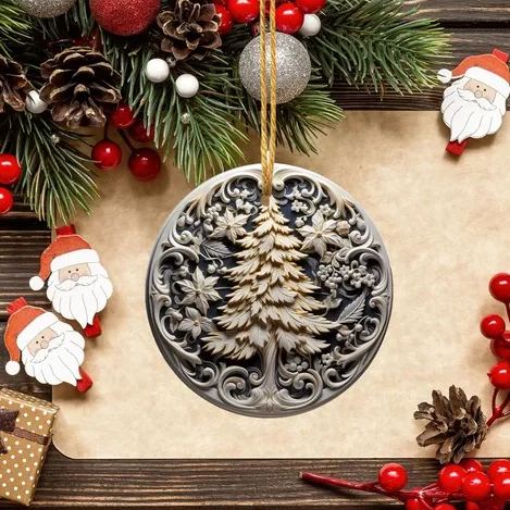 3D Style Print on Ornament no Relief Festive Christmas Tree Decoration