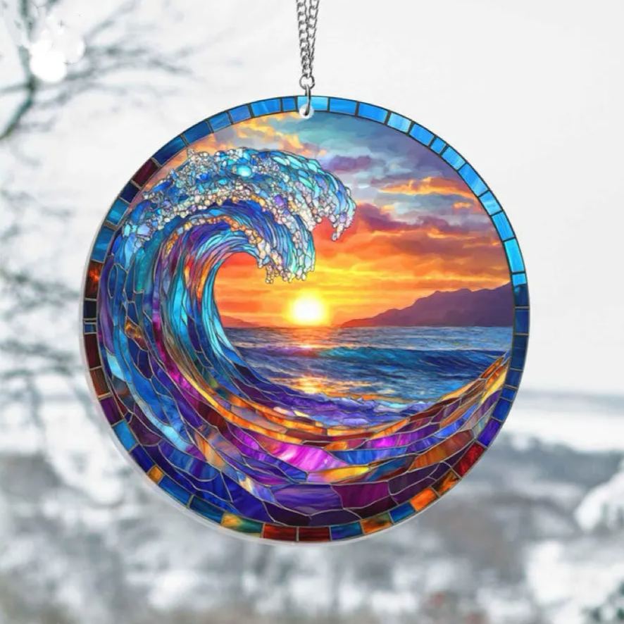 🔥🔥LAST DAY BIG SALE--Acrylic Beach Sunset Suncatcher Ornament