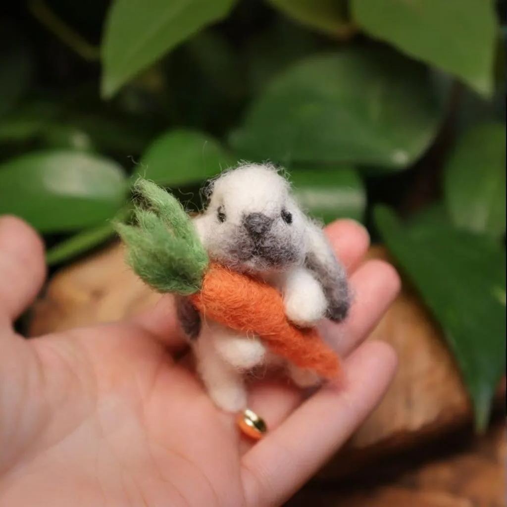 Felted Lop Eared Bunny With Carrot