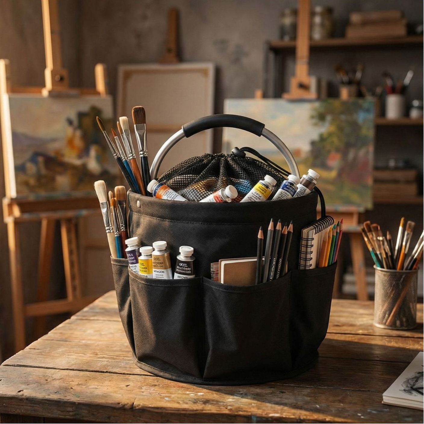 Foldable storage basket for gardening and camping