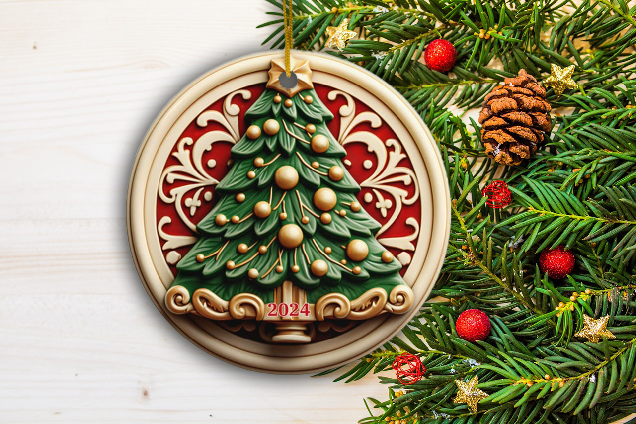 Round Christmas Tree Pendant