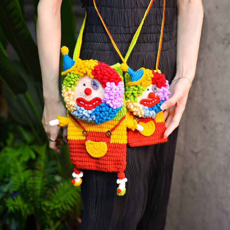 🤡Hand-knitted Clown Phone Bag😍