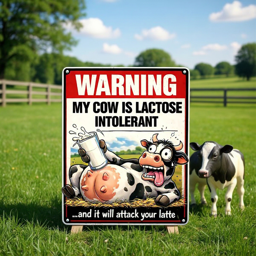 🐄 Farmhouse Humor Metal Sign – Boundaries Never Looked This Good