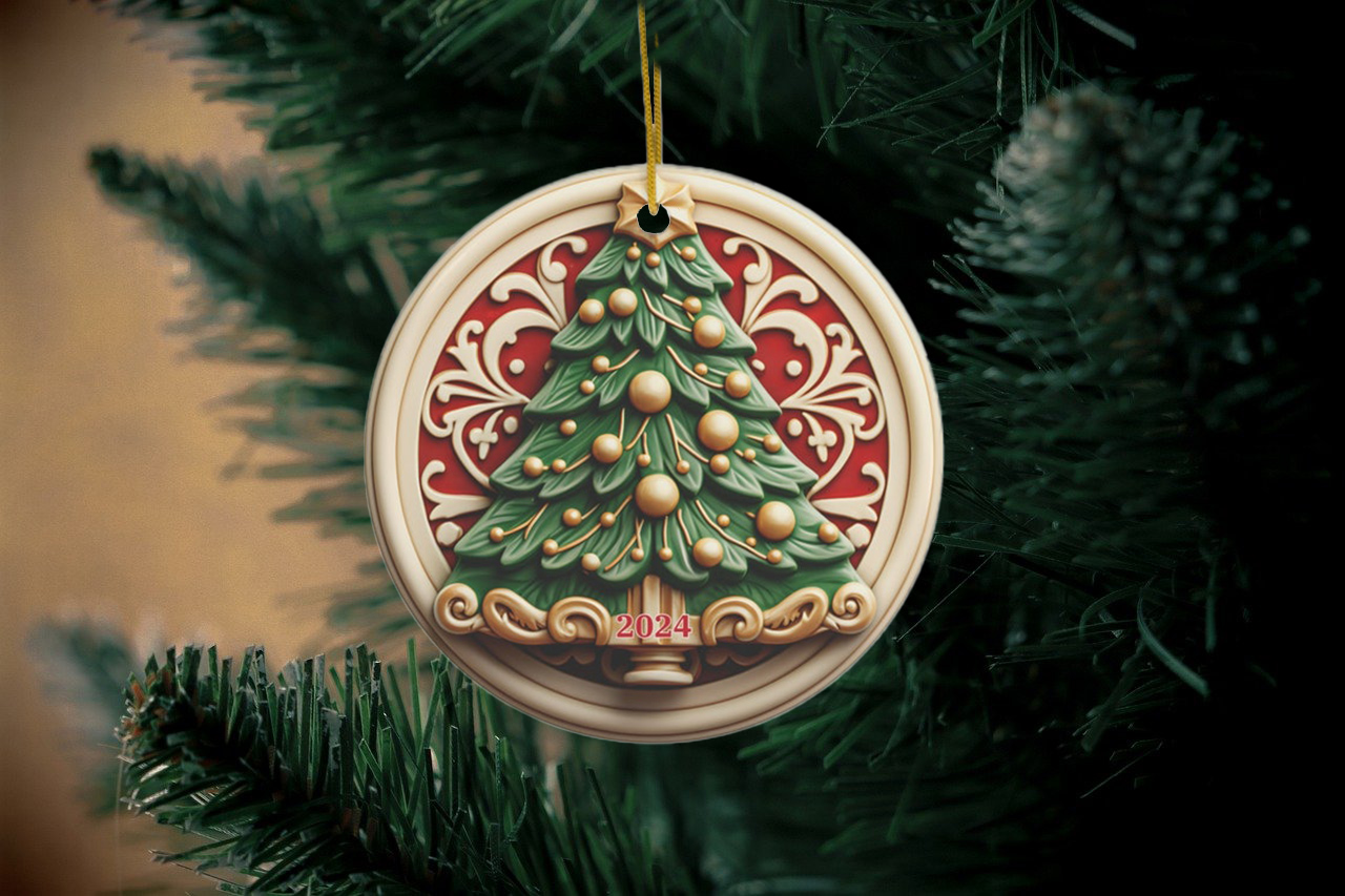 Round Christmas Tree Pendant