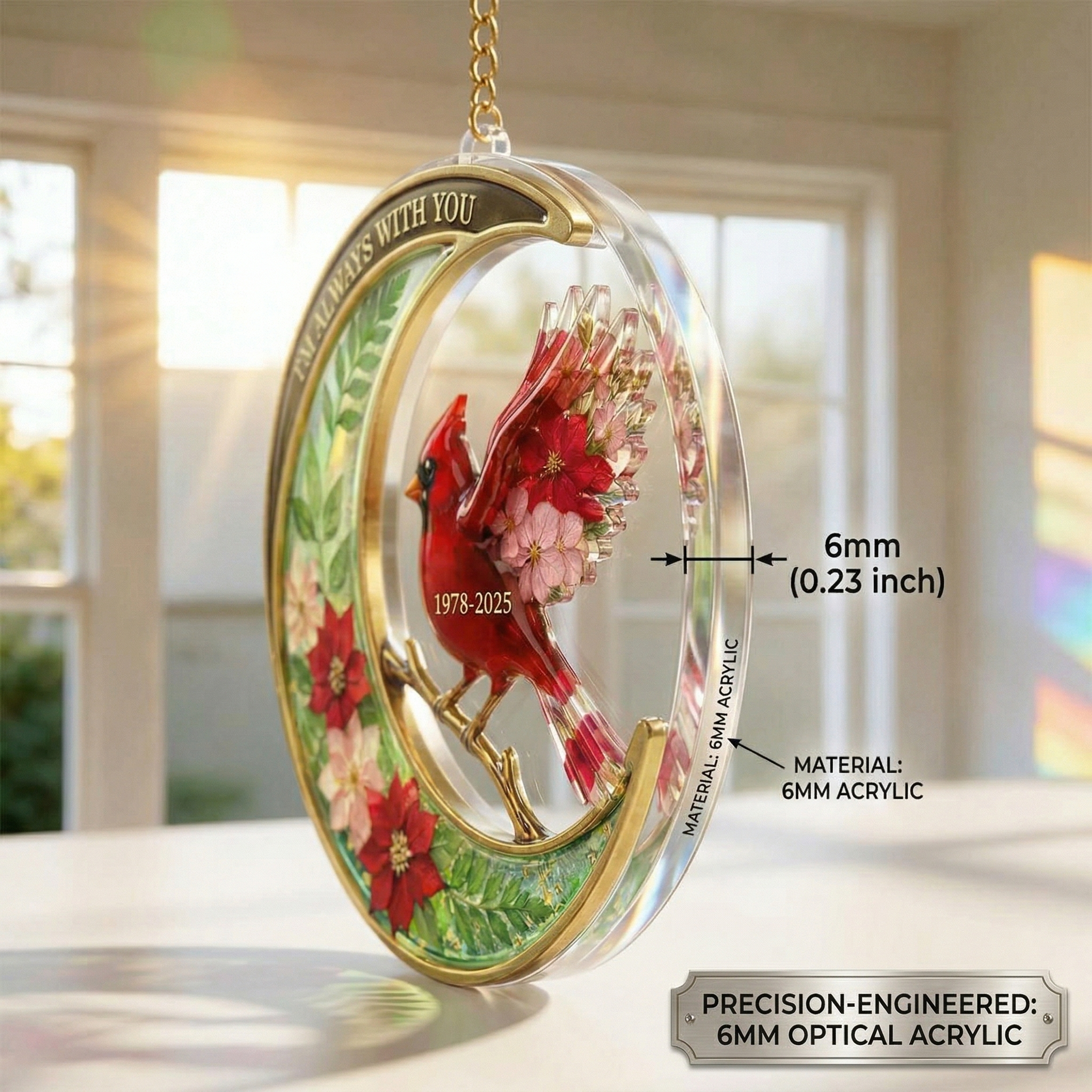 Cardinal Moon "I'm Always With You" Suncatcher