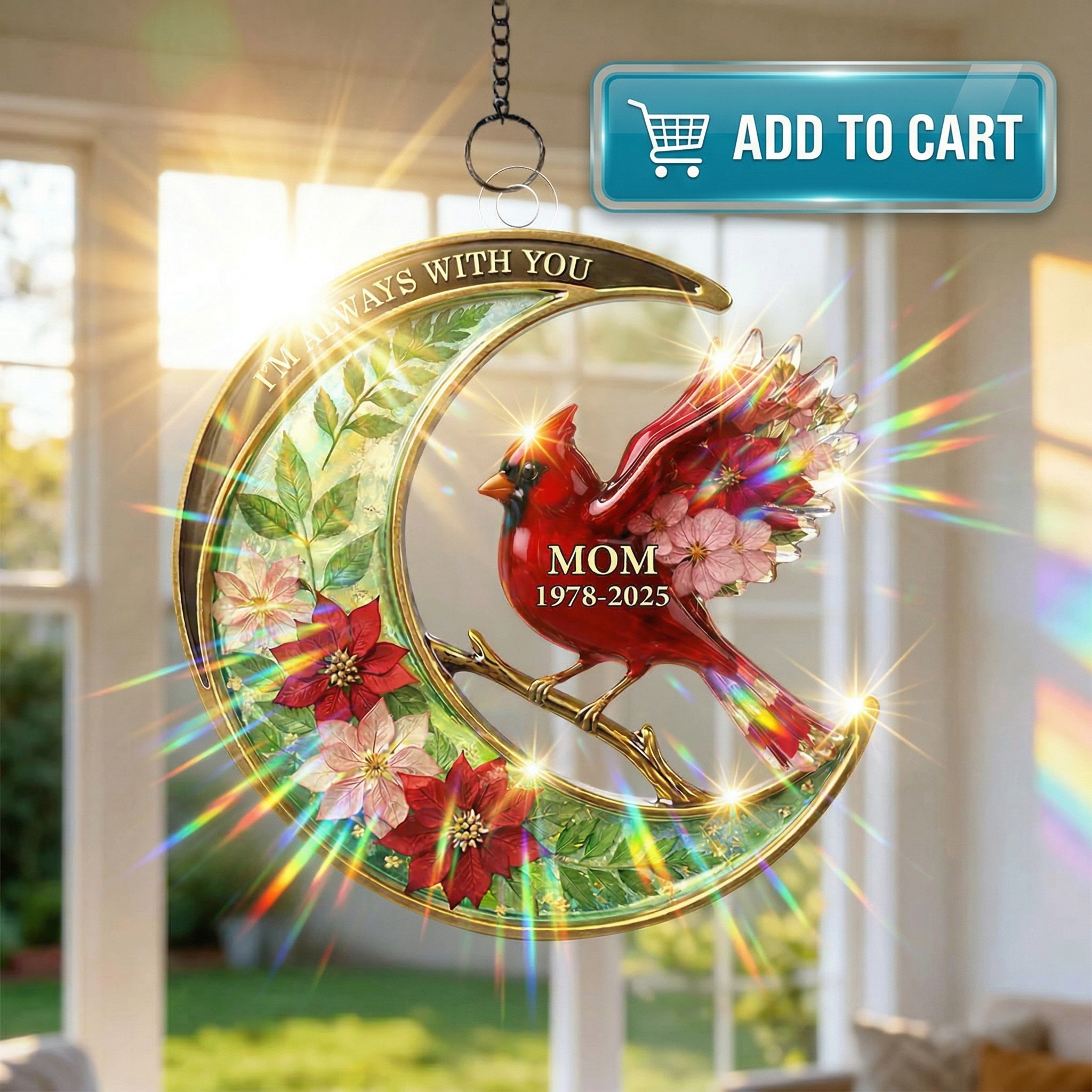 Cardinal Moon "I'm Always With You" Suncatcher