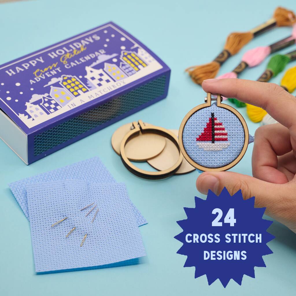 Happy Holidays Cross Stitch Advent Calendar With 24 Cross Stitch Projects