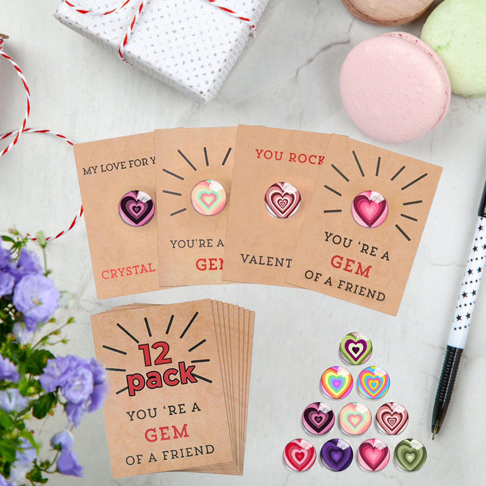 24 Pack Valentines Cards with Heart