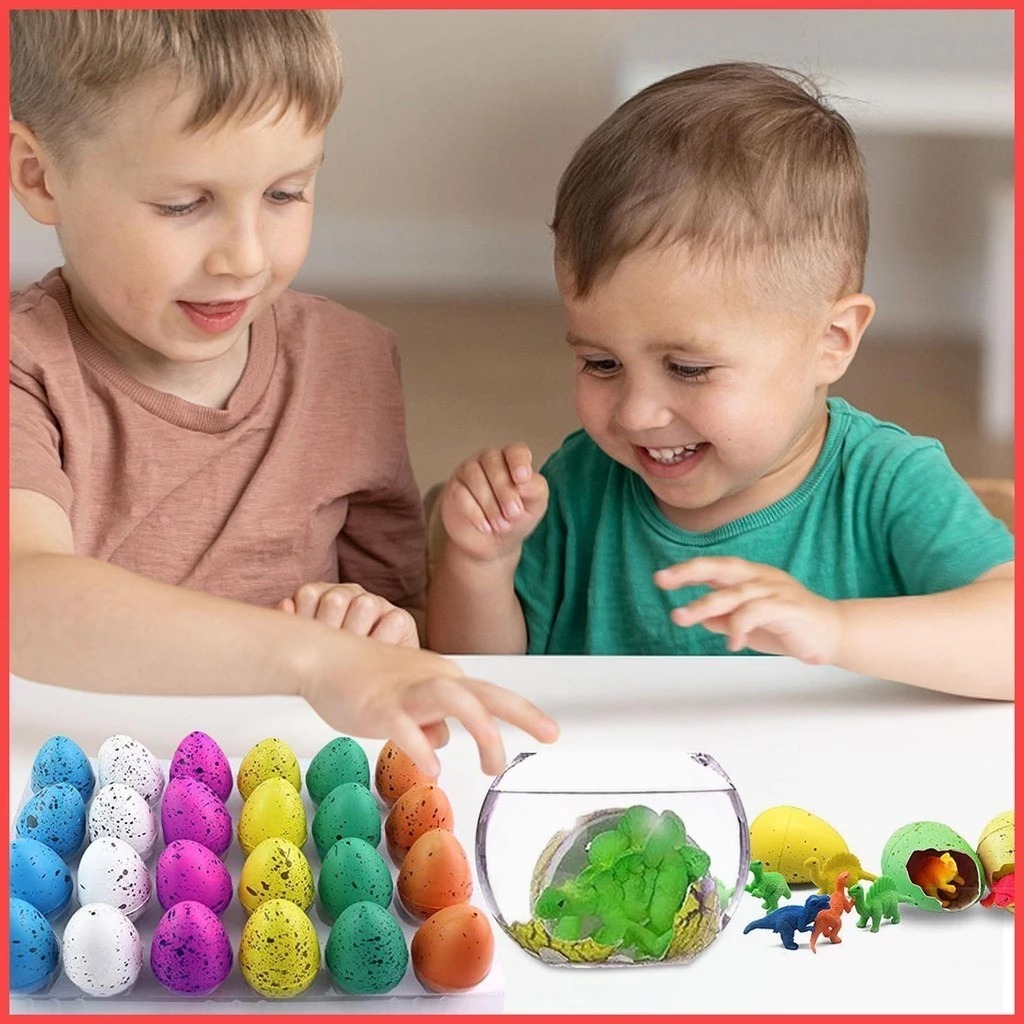 Easter Valentine Gifts, 24pcs Hatching Dinosaur Eggs Growing Valentine Eggs