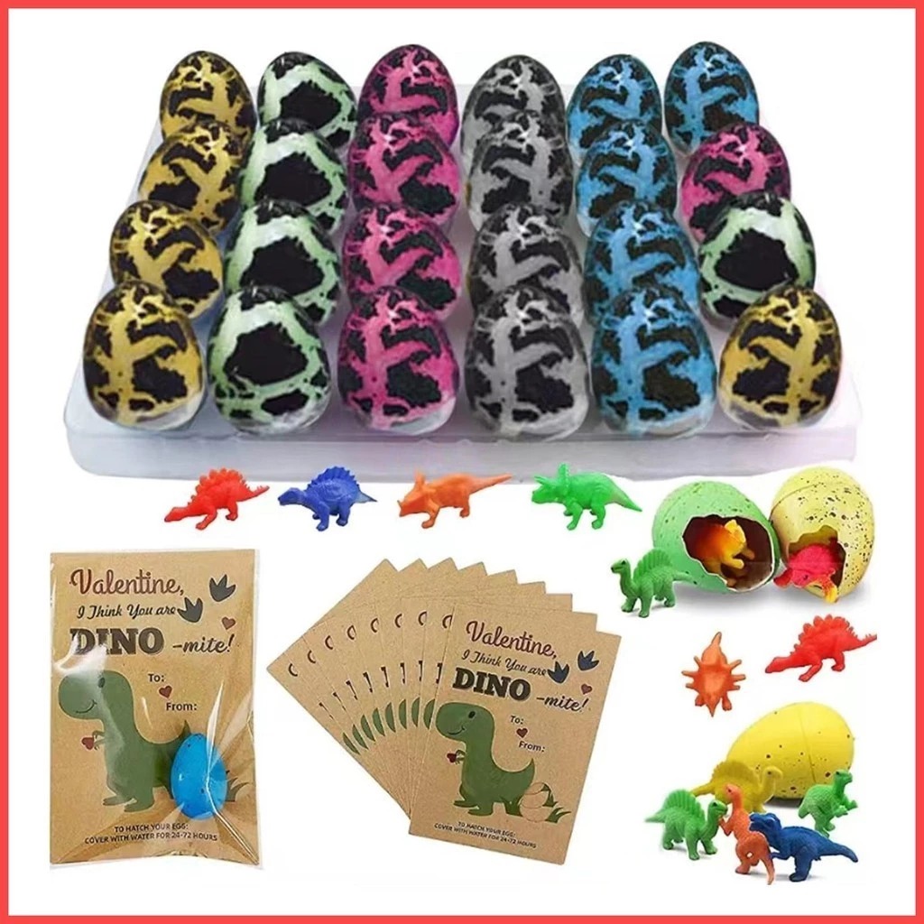 Easter Valentine Gifts, 24pcs Hatching Dinosaur Eggs Growing Valentine Eggs