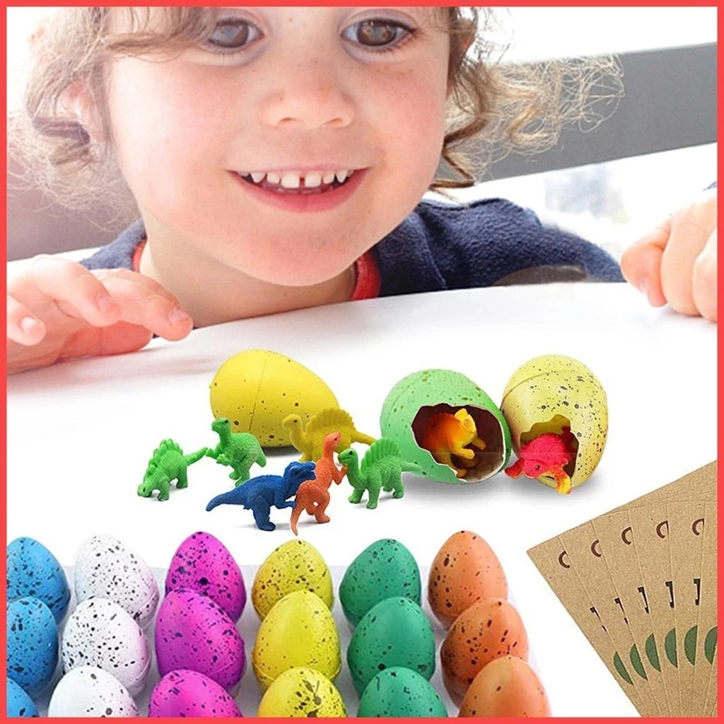 Easter Valentine Gifts, 24pcs Hatching Dinosaur Eggs Growing Valentine Eggs