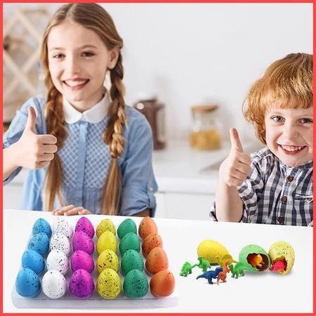 Easter Valentine Gifts, 24pcs Hatching Dinosaur Eggs Growing Valentine Eggs