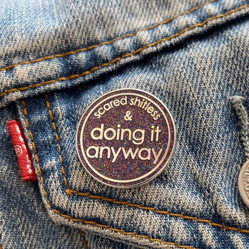 Chin Up Tits Out It's All Good Glittery Hard Enamel Pin Badge 