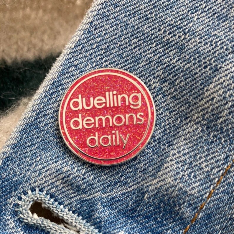 Chin Up Tits Out It's All Good Glittery Hard Enamel Pin Badge 