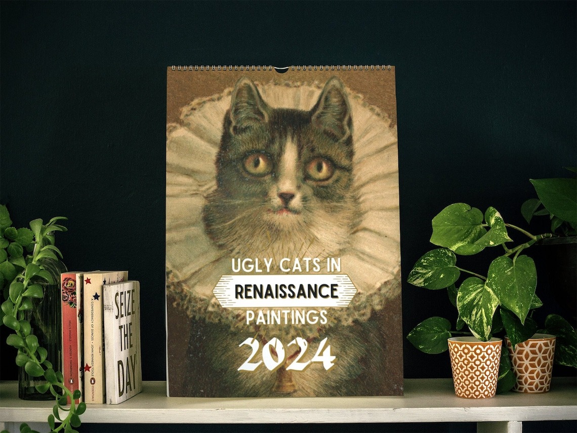 2024 WALL HANGING CALENDAR, FUNNY ART NOVELTY GIFT