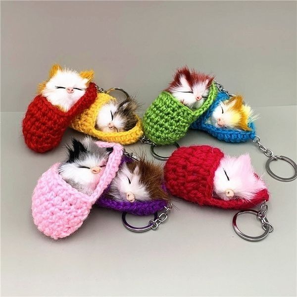 CUTE SLEEPING KITTEN KEYCHAIN