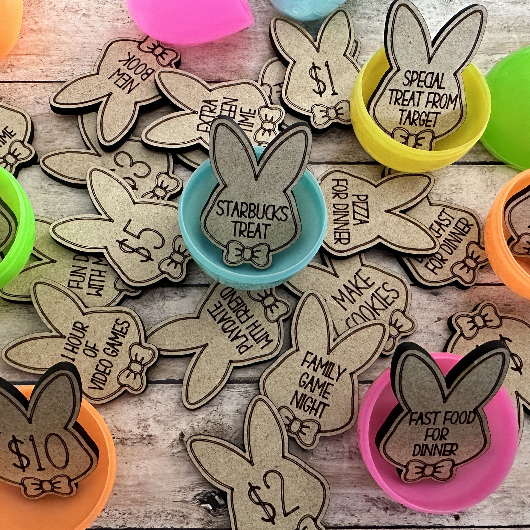 Easter Egg Stuffing Wooden Rabbit Token