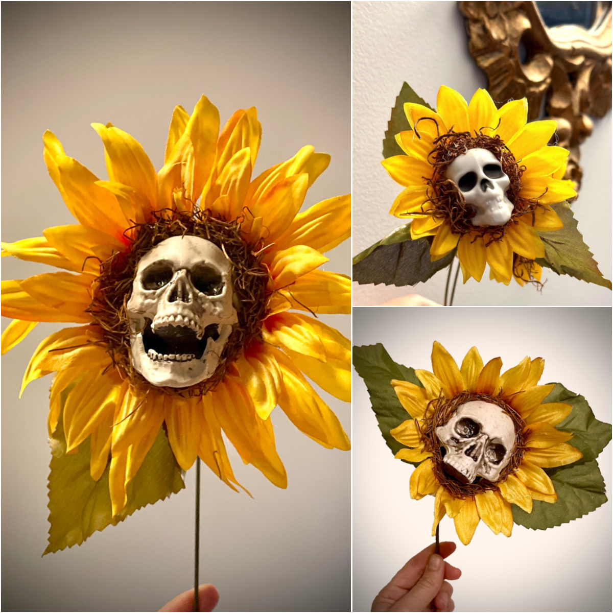 Halloween Sunflower Skull Decor 