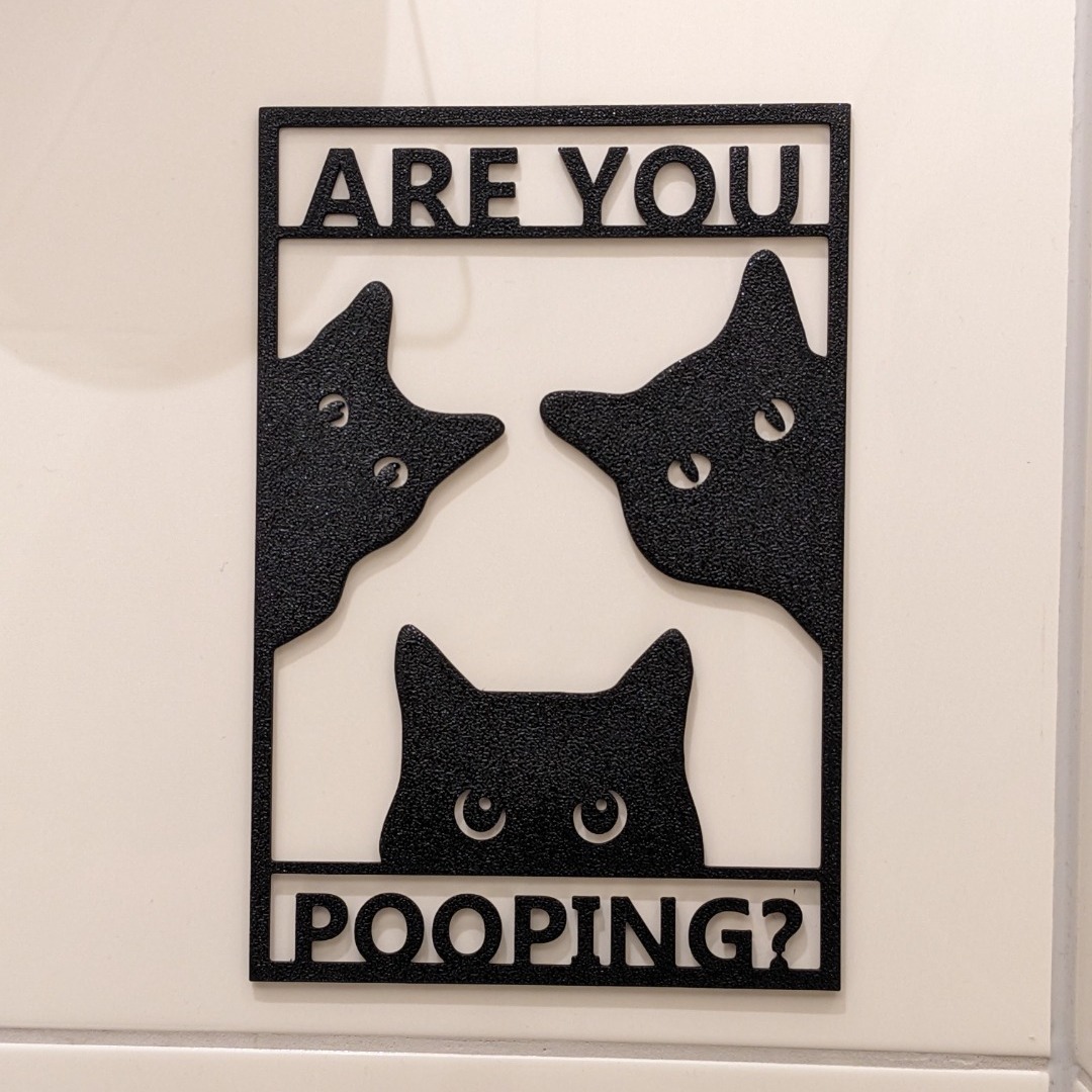Cat Bathroom Sign - Are you pooping?