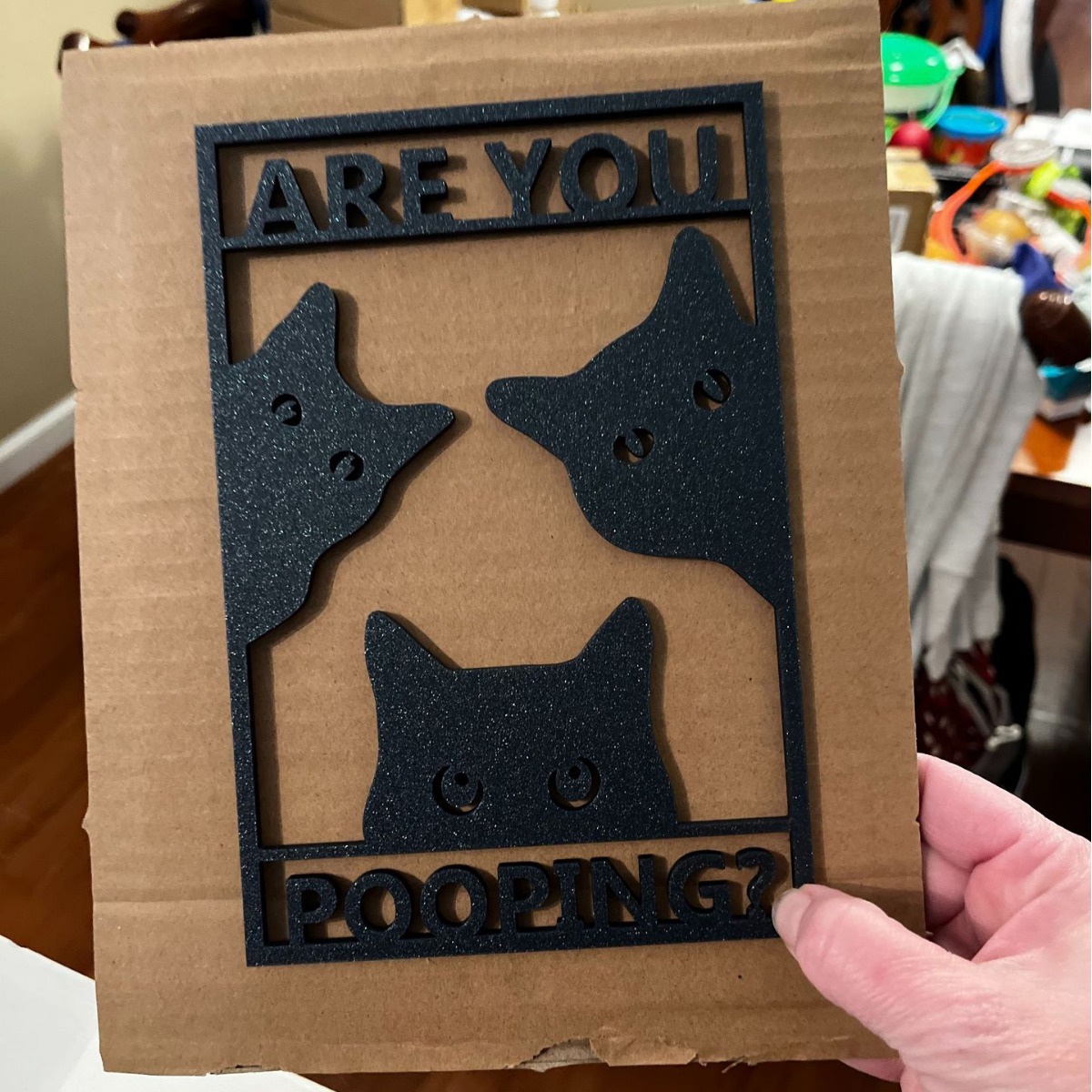 Cat Bathroom Sign - Are you pooping?