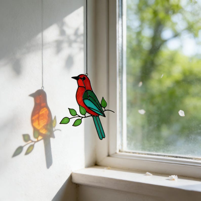 ✨ Hummingbird Stained Glass Suncatcher – Hand‑Cut Light Catcher for Your Window