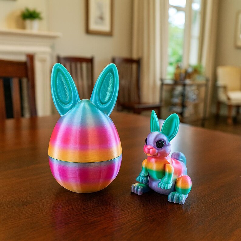 3D Printed Easter Bunny Egg Set – Articulated Toy, Kids Gift