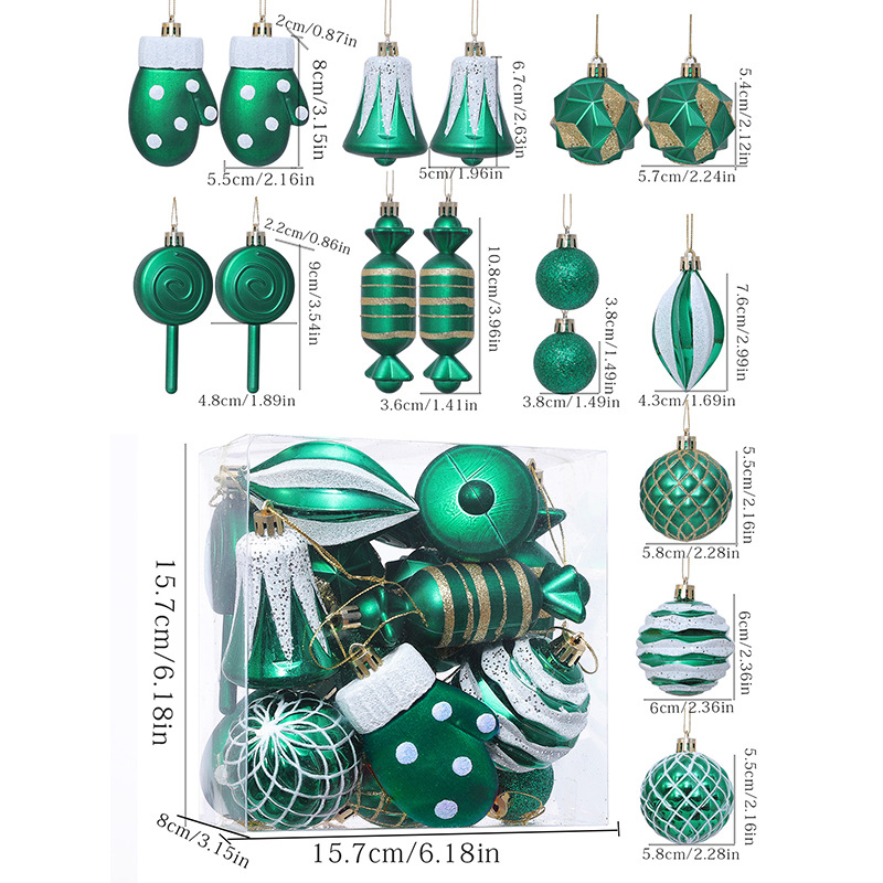 16Pcs Christmas Ornaments Balls Set
