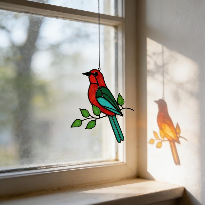 ✨ Hummingbird Stained Glass Suncatcher – Hand‑Cut Light Catcher for Your Window