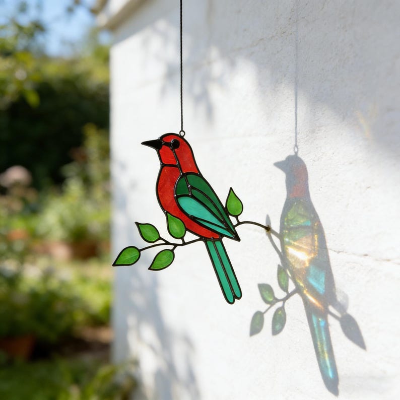 ✨ Hummingbird Stained Glass Suncatcher – Hand‑Cut Light Catcher for Your Window