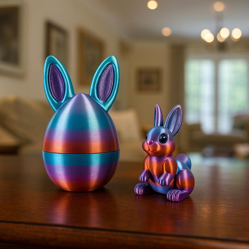 3D Printed Easter Bunny Egg Set – Articulated Toy, Kids Gift