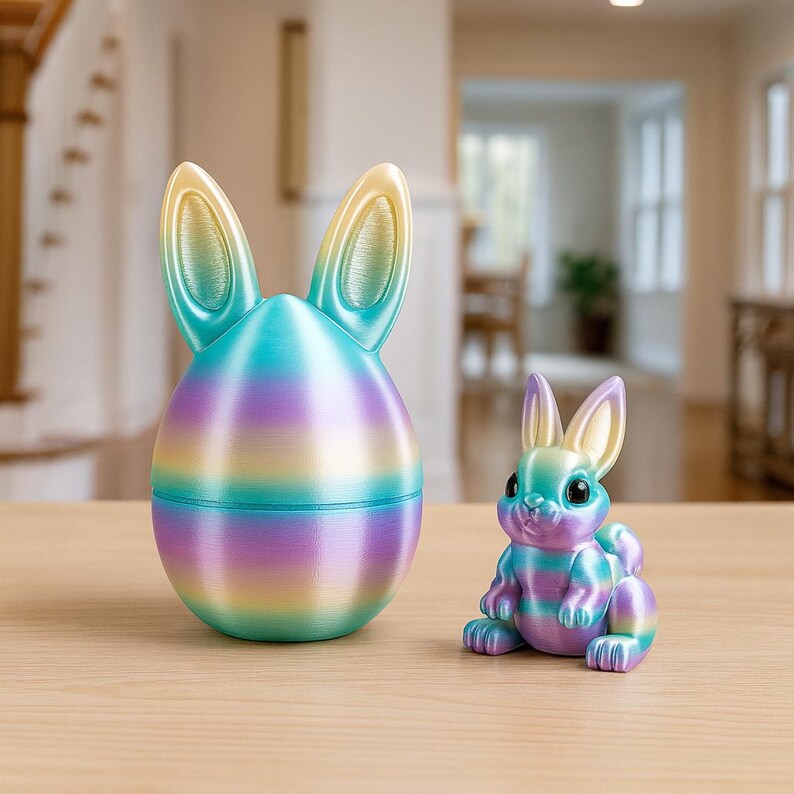 3D Printed Easter Bunny Egg Set – Articulated Toy, Kids Gift