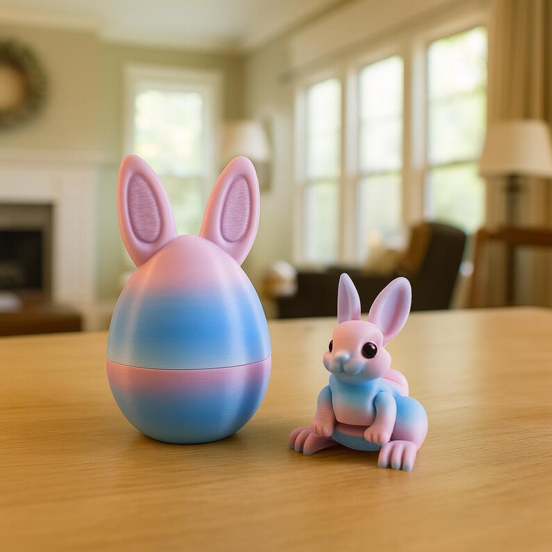 3D Printed Easter Bunny Egg Set – Articulated Toy, Kids Gift