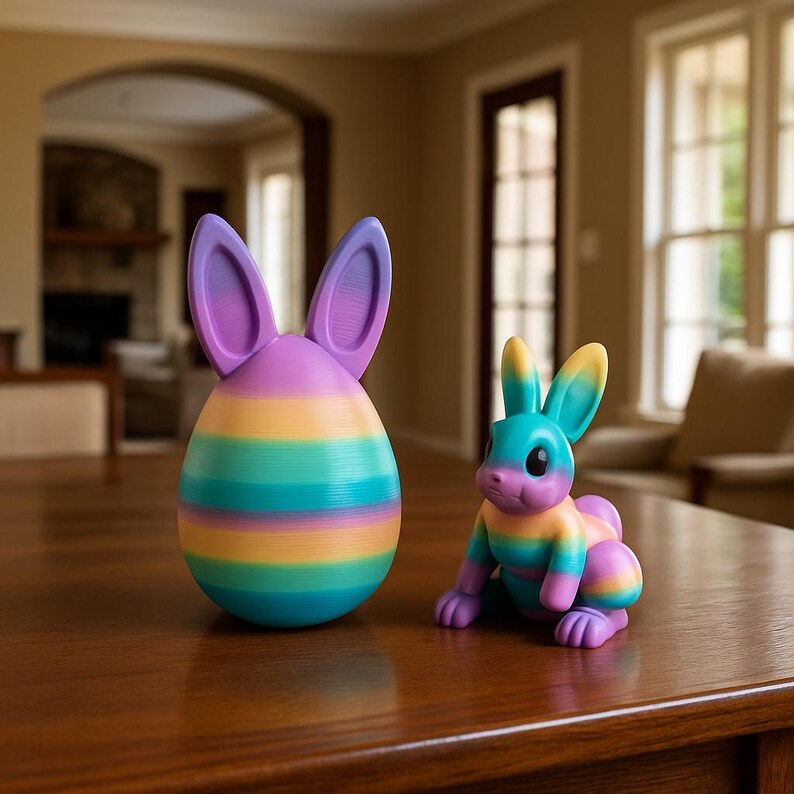 3D Printed Easter Bunny Egg Set – Articulated Toy, Kids Gift