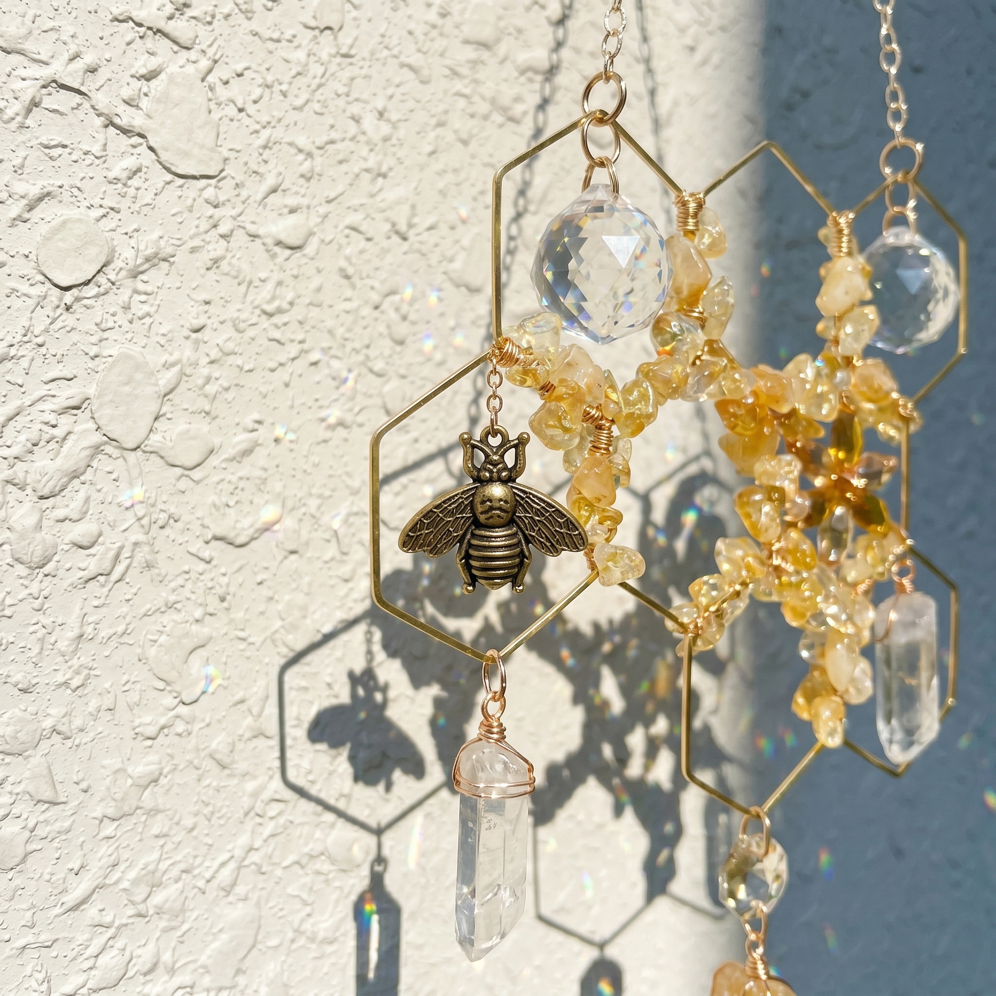 🔥Limited-time 60% off sale-Citrine Crystal Beehive Suncatcher